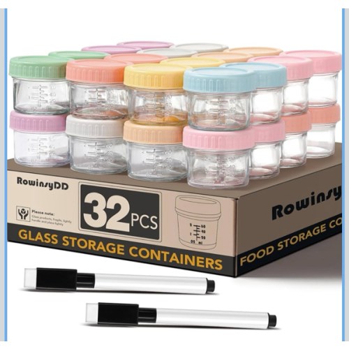 32-Pack Leakproof 4oz Glass Baby Food Jars With Lids - BPA Free, Freezer & Microwave Safe