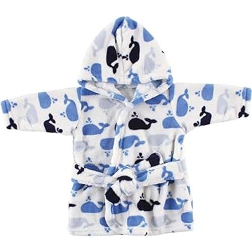 Luvable Friends Unisex Baby Plush Bathrobe, Blue, 0-9M