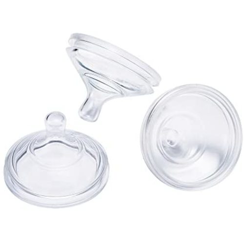 Boon NURSH Silicone Replacement Nipple, Air-Free Feeding, Stage 1 Slow Flow, Birth and Up (Pack of 3)