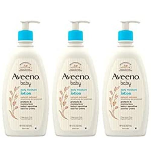 Amazon.com: Aveeno Baby Aveeno Baby Daily Moisture Lotion with Colloidal Oatmeal & Dimethicone, 3 X 18 Fl. Oz, 54.0 Fl Oz (Pack of 3) : Baby