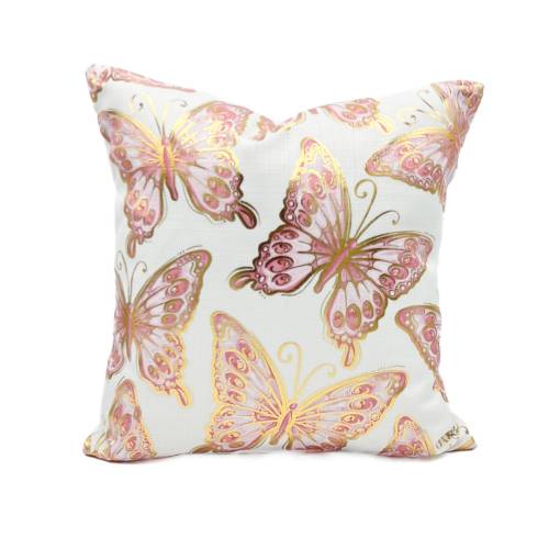 Baby Pink Butterfly Pillow || Gold Foil Butterflies Pillow || Nursery Pillows - 626