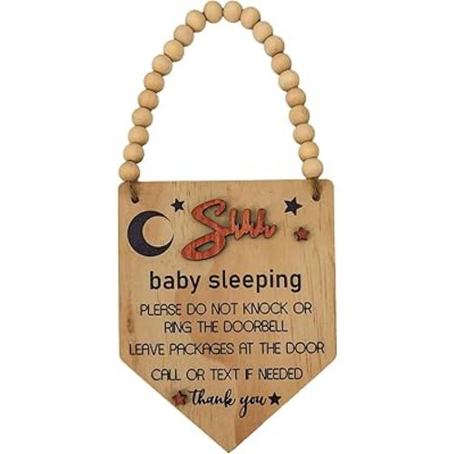 Baby Sleeping Sign for Front door Hanging,Star and Moon Shhh Do Not Knock or Ring the Doorbell 3D Sign - Triangle