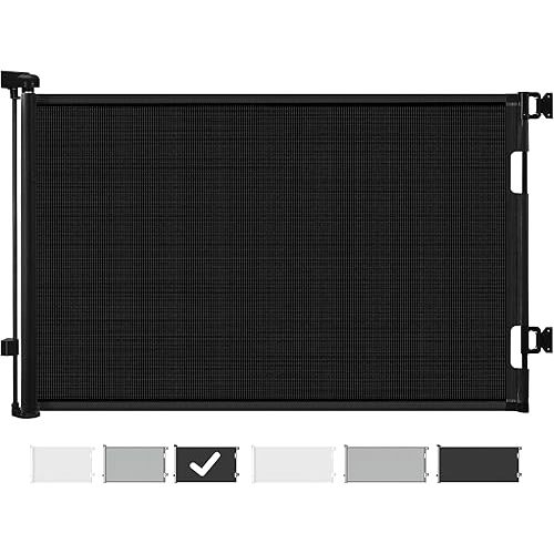Cumbor Baby Gate Retractable Gates for Stairs, Mesh Dog Gate for The House, Wide Pet Gate 33" Tall, Extends to 55" Wide, Long Child Safety Gates for Doorways, Hallways, Cat Gate Indoor/Outdoor(Black)