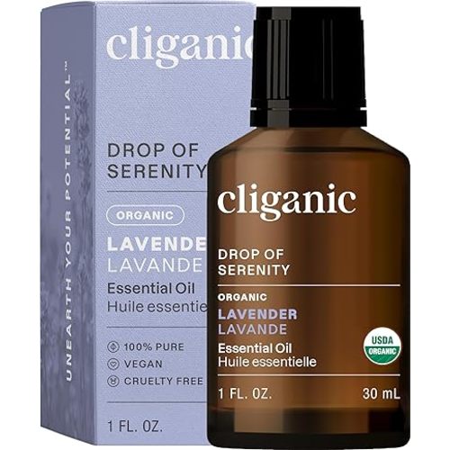 Cliganic Organic Lavender Essential Oil, 1oz - 100% Pure Natural Undiluted, for Aromatherapy Diffuser | Non-GMO Verified