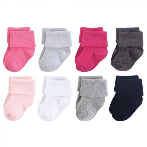 Luvable Friends Baby Girl Fun Essential Socks, Gray Pink, 12-24 Months