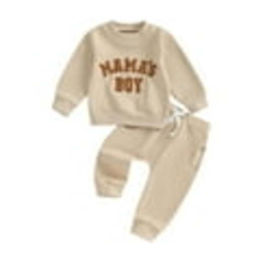 HCNTES Toddler Baby Boy Girl Clothes Color Block Hooded Sweatshirt Pullover Jogger Pants 5Pcs Fall Winter Sweatsuit Outfit, Khaki 0-6M