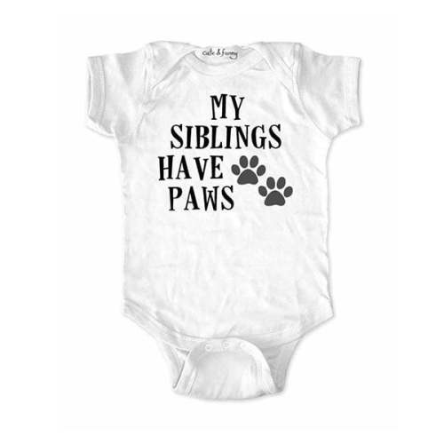 My Siblings have Paws - wallsparks cute & funny Brand - baby one piece bodysuit - Great baby shower gift!