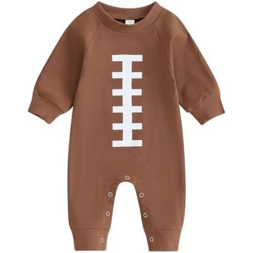 Infant Baby Boys Football Outfit Rugby Print Funny Sport Sweatshirt Romper Playsuit Football Season Bodysuit Jumpsuit