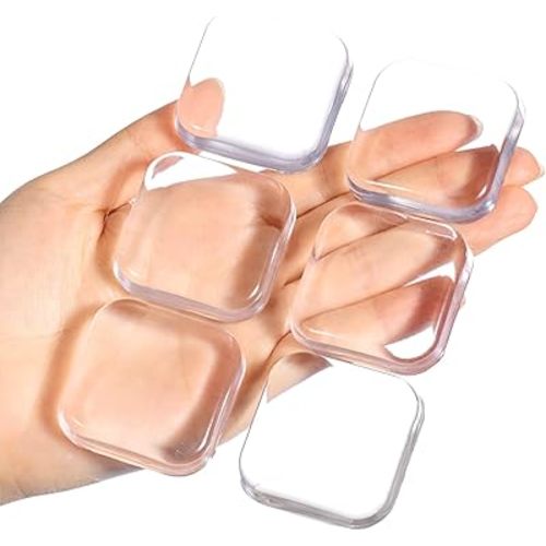 Door Stopper Wall Protector - Wall Shield Bumper Guard from Door Knobs,Sturdy Self Adhesive,Soft and Transparent,Washable Reusable Shock Absorbent Gel for Home Office (Thicken Square, 6pcs)