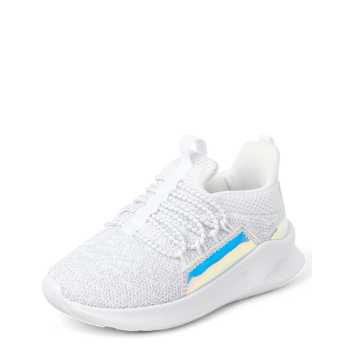 Toddler Girls Glitter Running Sneakers - White