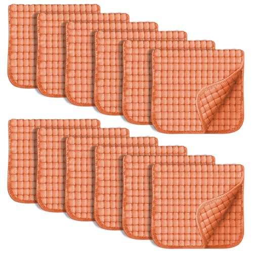 SWEET DOLPHIN 12 Pack Muslin Burp Cloths Large 100% Cotton Hand Washcloths for Baby - Baby Essentials Extra Absorbent and Soft Boys & Girls Milk Spit Up Rags for Newborn Registry - Vermilion, 20" X10"