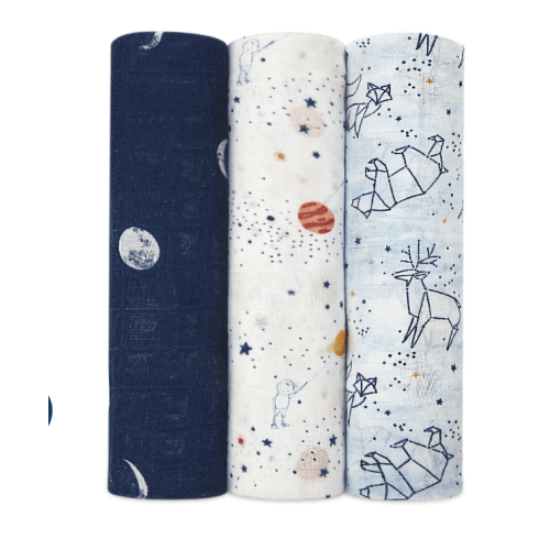 Dark Blue Star Print Swaddle 3pk | aden + anais