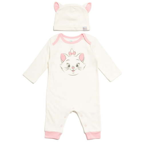 Disney Classics Marie Newborn Baby Girls Snap Cosplay Coverall and Hat Newborn to Infant