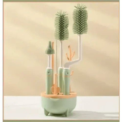 Bottle Brush Set -Baby Travel Essential-6 in 1 Bottle Cleaner Kit with Silicone Bottle Brush,Nipple Cleaner Brush,Straw Brush,Soap Dispenser,Storage Box,Bottle Drying Rack for Home and Travel(Green) - Google Search