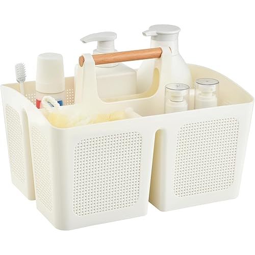 ALINK Caddy Basket with Compartments, Organizer Storage Tote - Beige