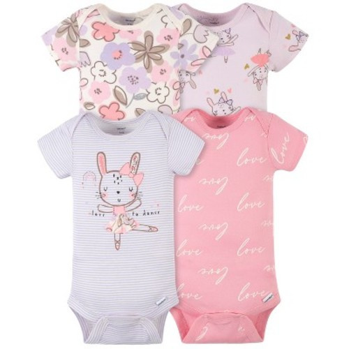 Onesies® Brand Baby Girls Short Sleeve Bodysuits, 4-Pack, Color: Bunny ballerina, Size: 0-3 months