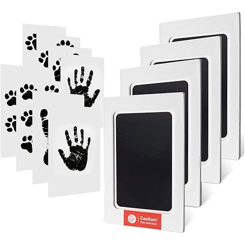 8-Pack Imprint Cards & 4 Hand and Footprint Kit Baby Footprint Kit- Ink Pad for Baby Hand and Footprints-Pet Paw Print Kit Baby Foot Printing Kit Footprint Kit Baby Handprint Kit Inkless Print Kit Clean Touch Ink Pad
