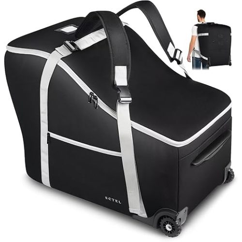 Infant Car Seat Travel Bag Backpack for Airplane, Fits Doona Car Seat Stroller and Base, Padded Carseat Cover for Air Travel, Nuna Pipa Car Seat Travel Bag with Wheels