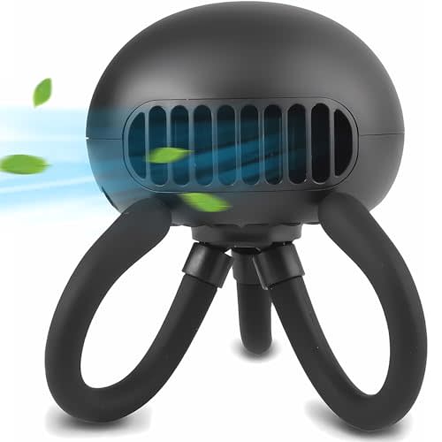 Stroller Fan Portable Bladeless Fan 5200mAh Handheld Fan with Flexible Tripod Clip on Stroller Fan 3 Speeds Rechargeable Battery Operated Fan for Stroller, car Seat, Crib, Bike and Desktop (black)