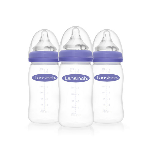 Lansinoh Baby Bottles for Breastfeeding Babies, 8 Ounces, 3 Count