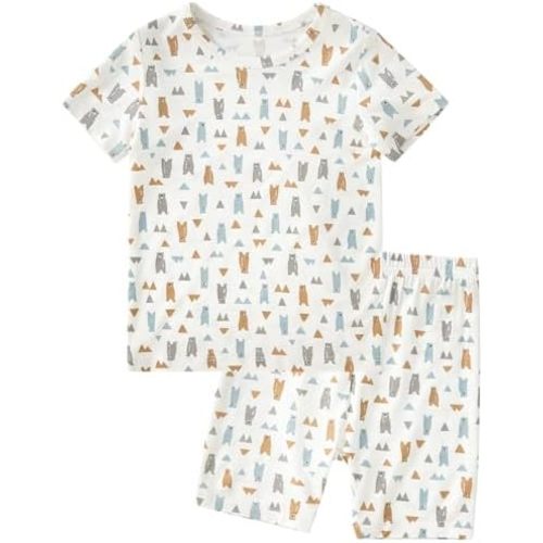 pureborn Baby Bamboo Pajamas Set Pjs - Kids Toddler Girl Snug Fit Viscose Sleepwear 2pcs 18M-7Y