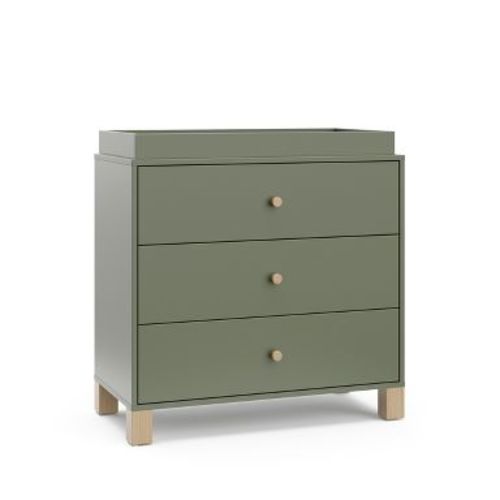 Storkcraft California 3 Drawer Dresser with Removable Changing Topper Olive/Driftwood