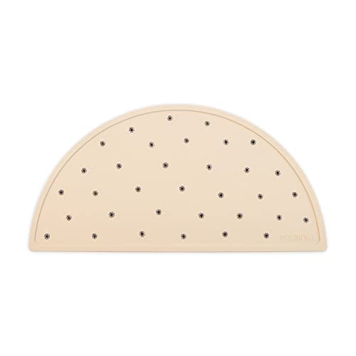 mushie Silicone Placemat for Kids | BPA-Free Non-Slip Design (Black Daisy)