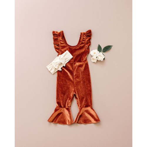 Dinah Velvet Jumpsuit in Rust