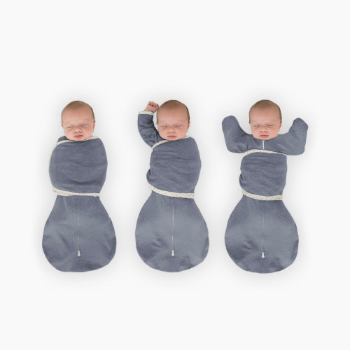 SwaddleDesigns Omni Swaddle Sack with Arms Up Half-Length Sleeves and Mitten Cuffs - Heathered Denim, Small 6-14 Lbs (0-3 Months)