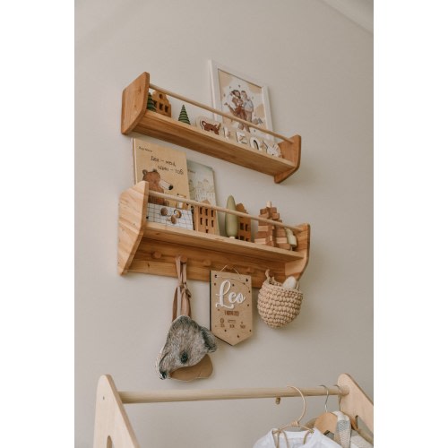 Nursery Shelves Wall Decor, Montessori Baby & Kids Room Shelves, Wood Floating Shelf With Hooks, Babyroom Decoration, Toddler Gift - Etsy