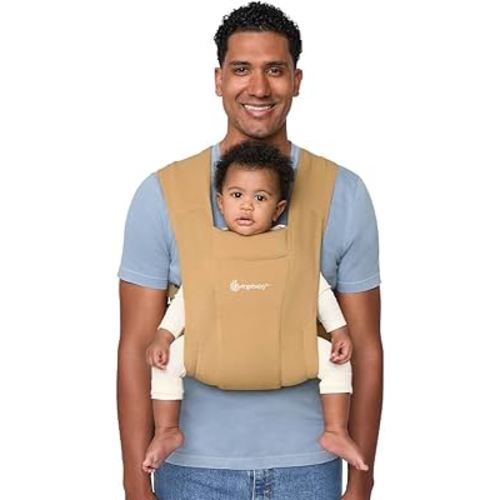 Ergobaby Embrace Baby Carrier Newborn to Toddler - Lightweight Ergonomic Baby Carriers - Cozy Essentials (7-25 Pounds), Ponte Knit, Camel