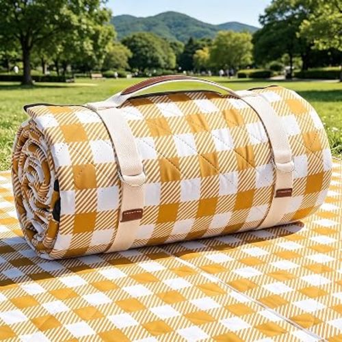 G GOOD GAIN Picnic Blankets Outdoor Extra Large 80"x80", Yellow
