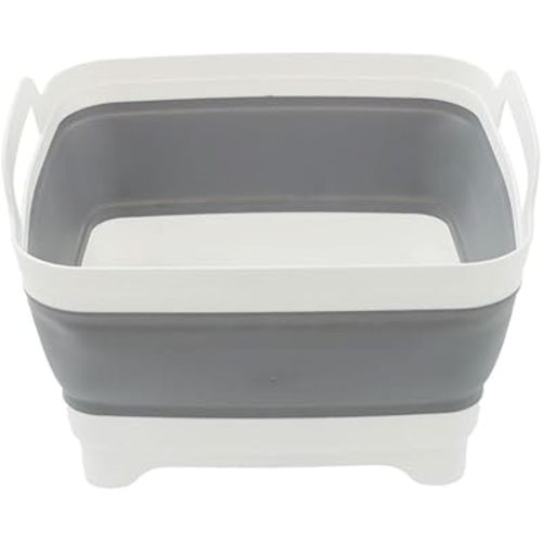 Seymour's Collapse-A Sink 9L - White and Grey Foldable, Compact Washing Basin in White and Grey for Kitchen, Camping, and Outdoor Use