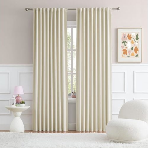 52"W x 90"L (Pack of 2) CREAM - DUALIFE Blackout Curtains Thermal Insulated