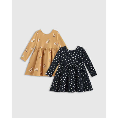 Organic Cotton Long Sleeve Skater Dress 2-Pack - Baby Girl's
