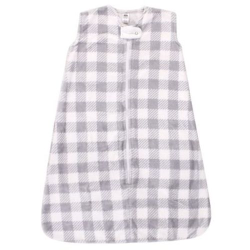 Hudson Baby Infant Plush Sleeping Bag, Sack, Blanket, Gray Plaid, 6-12 Months