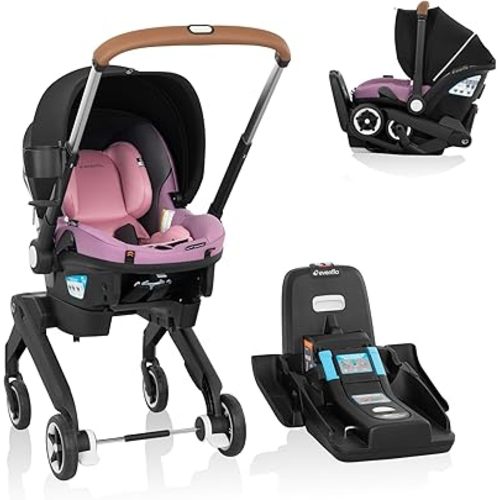 Evenflo Gold Shyft DualRide with Carryall Storage Infant Car Seat and Stroller Combo (Opal Pink)