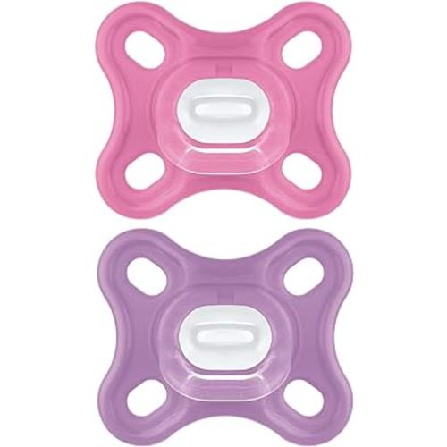 MAM Comfort Baby Pacifiers, Lightweight One-Piece Full Silicone Binky for Newborns 0-3 Months, BPA-Free Nipple, Easy to Clean Pacifier, Best for Breastfed Babies, with Sterilizer Case, 2 Count Binkies