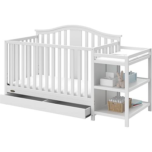 Crib - Graco Solano 4-in-1 Convertible Crib and Changer with Drawer, Converts to Toddler Bed, Daybed and Full-Size Bed