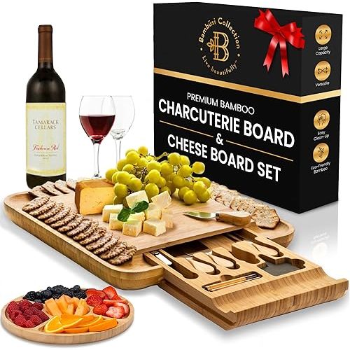 Charcuterie Board Gift Set - Bamboo Cheese Board and Knife Set - Housewarming Gifts for New Home, Wedding Gifts for Couples 2025, Bridal Shower Gifts, Birthday Gifts for Women