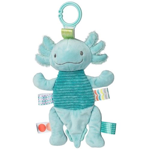Taggies Baby Rattle with Crinkle Paper Activity Toy with Sensory Tags, 9-Inches, Fizzy Aqua Axolotl