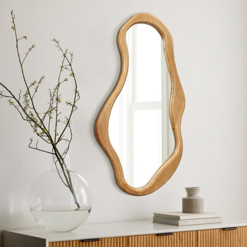 Wade Logan® Jhada Solid Wood Asymmetrical Bathroom Wall Mirror & Reviews | Wayfair
