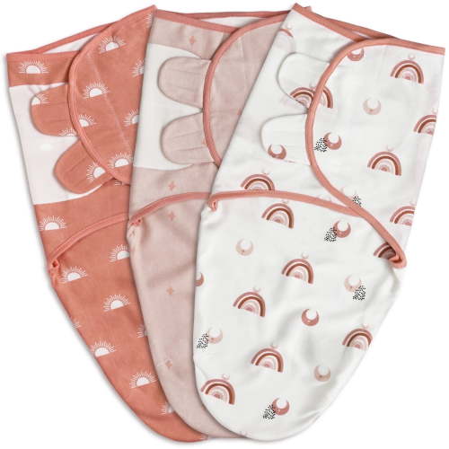 GLLQUEN BABY Organic Cotton Swaddle 3-Pack for Newborns 0-3 Months Unisex Moon Stars