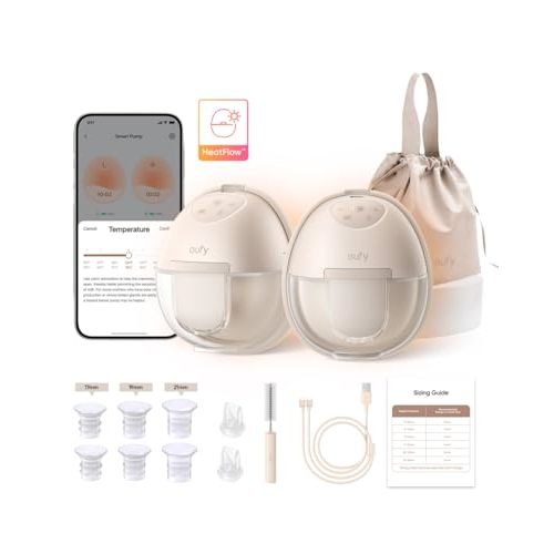 eufy Heated Wearable Breast Pump S1, Hands-Free Breast Pump with Industry-Leading HeatFlow™ Tech, App-Controlled OptiRhythm™, Hospital-Grade Suction, Leakproof, Slim and Ultra-Quiet for in-Bra Use