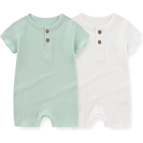 Unisex Short Sleeve Baby Romper 2 Pack Cotton Solid infant Boy Girl Jumpsuits Soft New Born Clothes