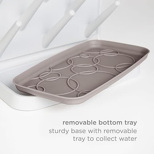 Ubbi Vertical Baby Bottle Drying Rack, Space Saving Countertop Drying Rack Baby Accessory, Taupe