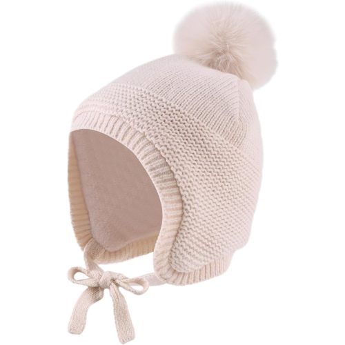JANGANNSA Basic Winter Baby Boys Beanie Pompom Knitted Girls Hat Kids Earflap Beanies Warm Infant Toddler Hats