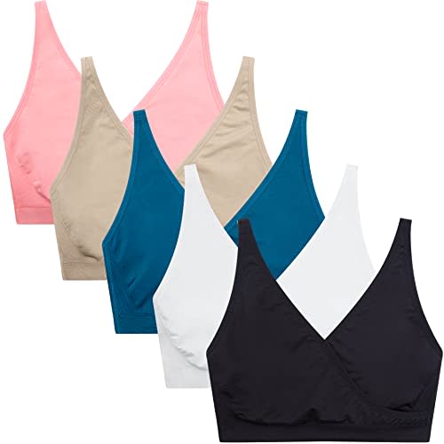 Suekaphin 5pack Nursing Bra Maternity Bra Breastfeeding Sleeping/Sleep Bra Pregnancy Women's Seamless Bralette Wirefree