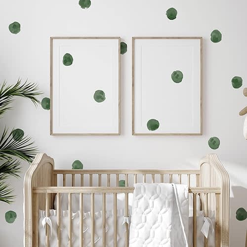 ROFARSO 120 Decals 2.2'' Blackish Green Watercolor Polka Dots Wall Decals Stickers DIY Removable Peel & Stick Wall Art Decorations Home Decor for Nursery Bedroom Living Room Playing Room