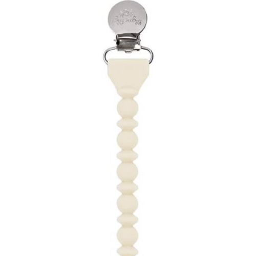 Itzy Ritzy Silicone Pacifier Clip; 100% Silicone Pacifier Strap with Clip Keeps Pacifiers, Teethers & Small Toys in Place; Features One-Piece Design & Silicone Cord, Buttercream